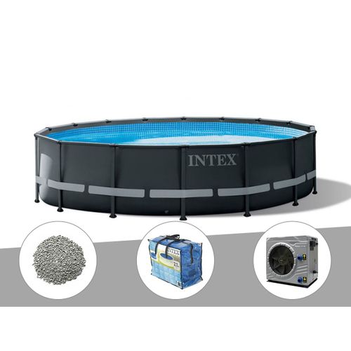 Kit piscine tubulaire Intex Ultra XTR Frame ronde 4,88 x 1,22 m + Bâche à bulles + 20 kg de zéolite + Pompe à chaleur