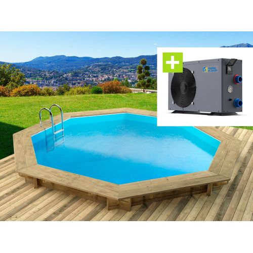 Piscine bois " Verona " - 5.10 x 1.20 m + Pompe à chaleur - Puissance 6.1 kW